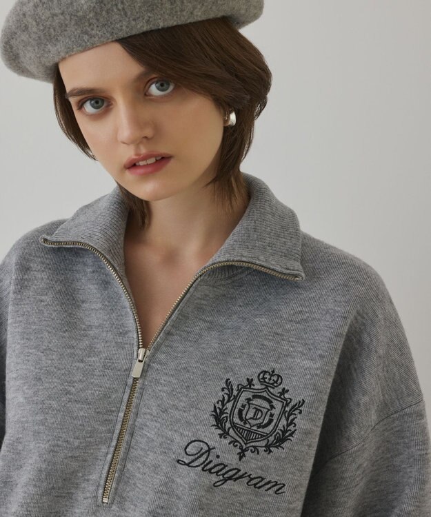 GRACE CONTINENTAL ハーフジップニットトップ グレー