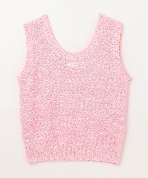 GRACE CONTINENTAL ネップツイードニットノースリーブ ピンク