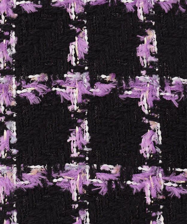 GRACE CONTINENTAL フェザーチェックツイードコート パープル