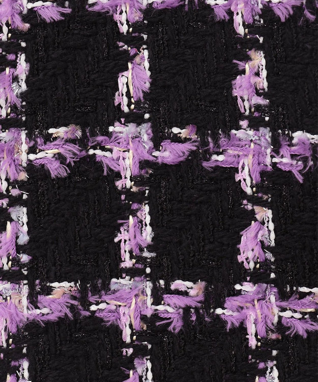 GRACE CONTINENTAL フェザーチェックツイードコート パープル