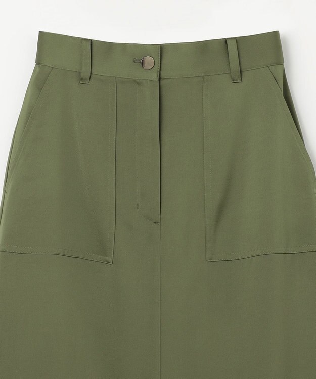 GRACE CONTINENTAL サテンストレートスカート カーキ