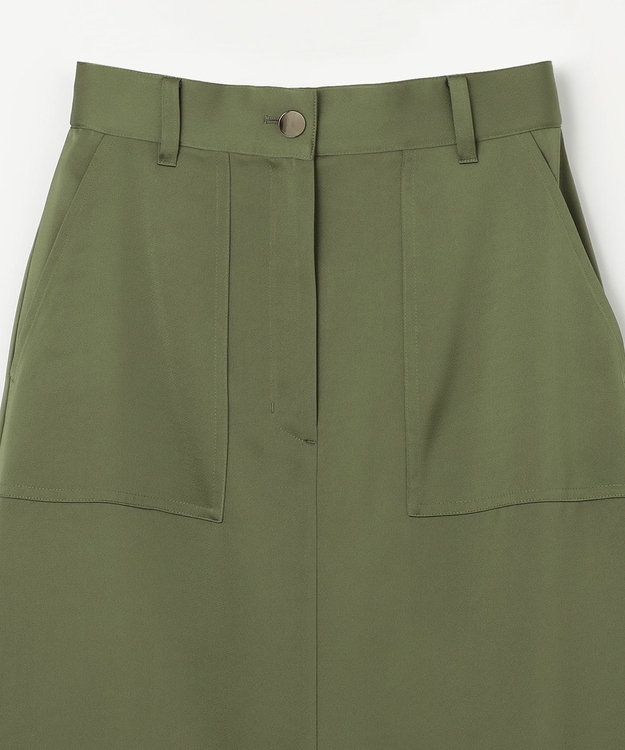 GRACE CONTINENTAL サテンストレートスカート カーキ