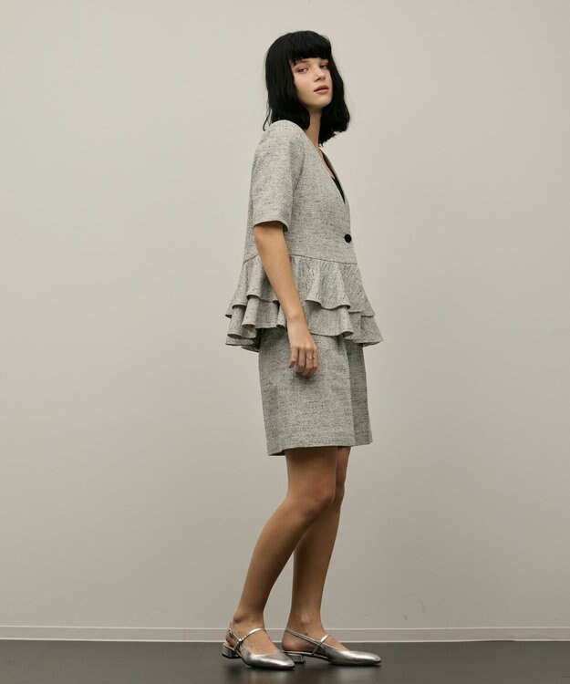 GRACE CONTINENTAL ツイードタックショートパンツ グレー