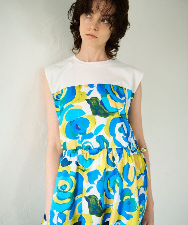 GRACE CONTINENTAL ペイントカラープリントトップ イエロー