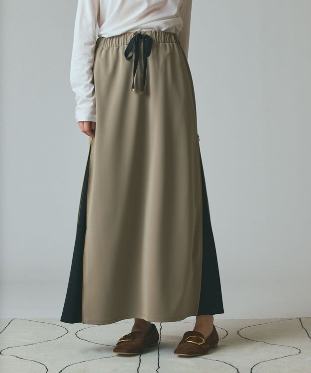 GRACE CONTINENTAL サイドジップスカート カーキ