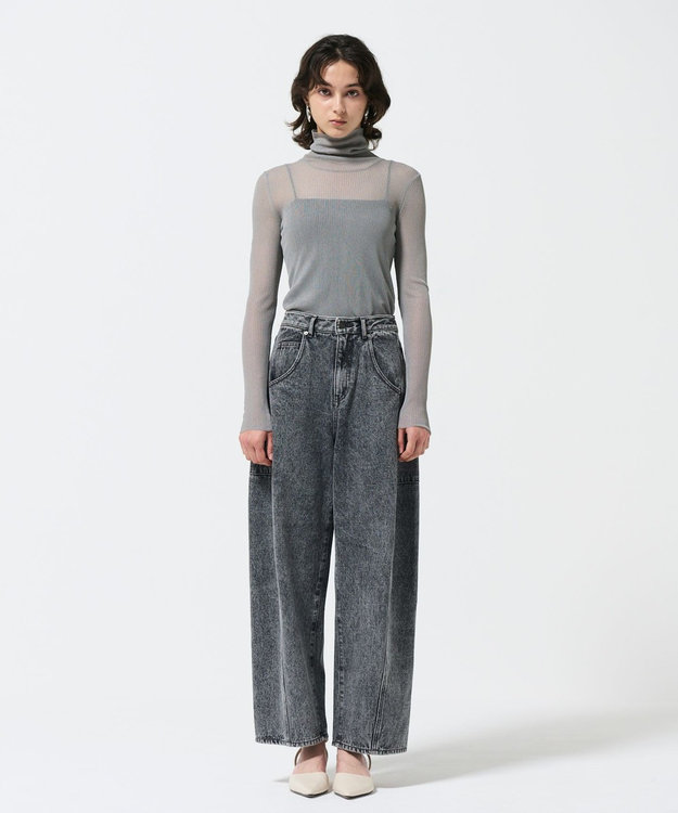 GRACE CONTINENTAL シアーリブタートルトップ グレー