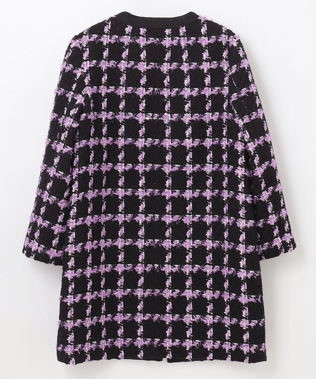 GRACE CONTINENTAL フェザーチェックツイードコート パープル