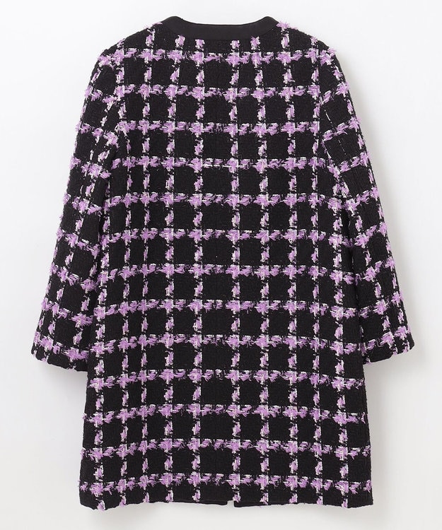 GRACE CONTINENTAL フェザーチェックツイードコート パープル