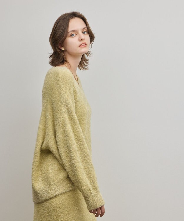 GRACE CONTINENTAL ラメフェザーニットトップ イエロー