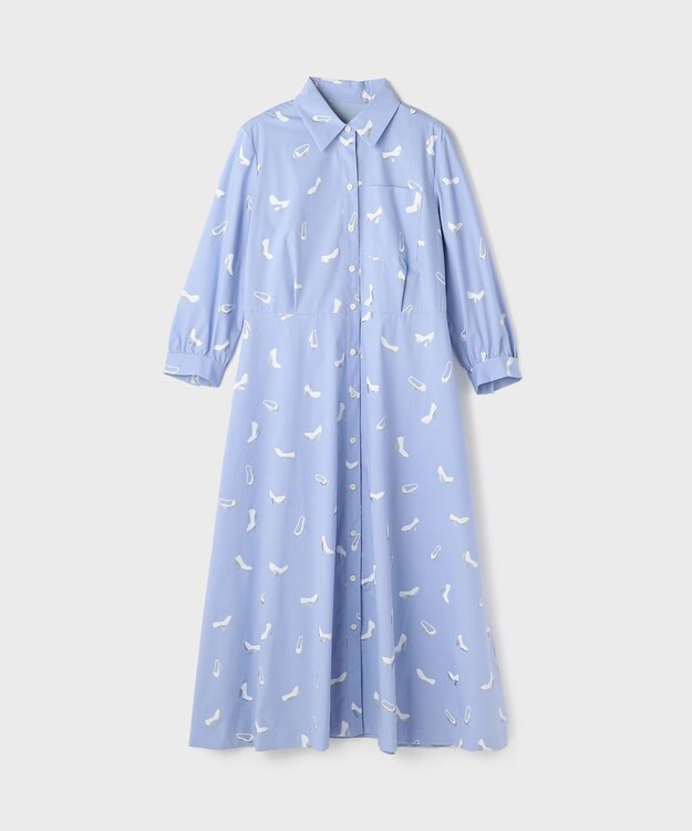 GRACE CONTINENTAL ヒールプリントシャツドレス ブルー