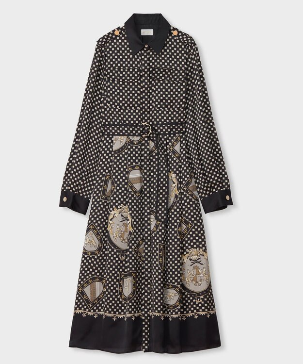 GRACE CONTINENTAL プリントミリタリードレス ブラック
