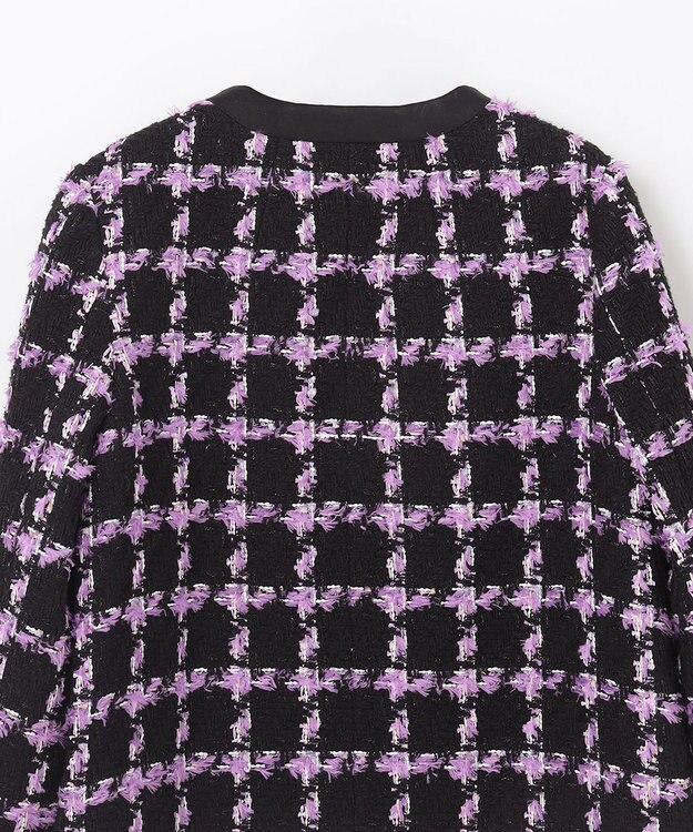 GRACE CONTINENTAL フェザーチェックツイードコート パープル