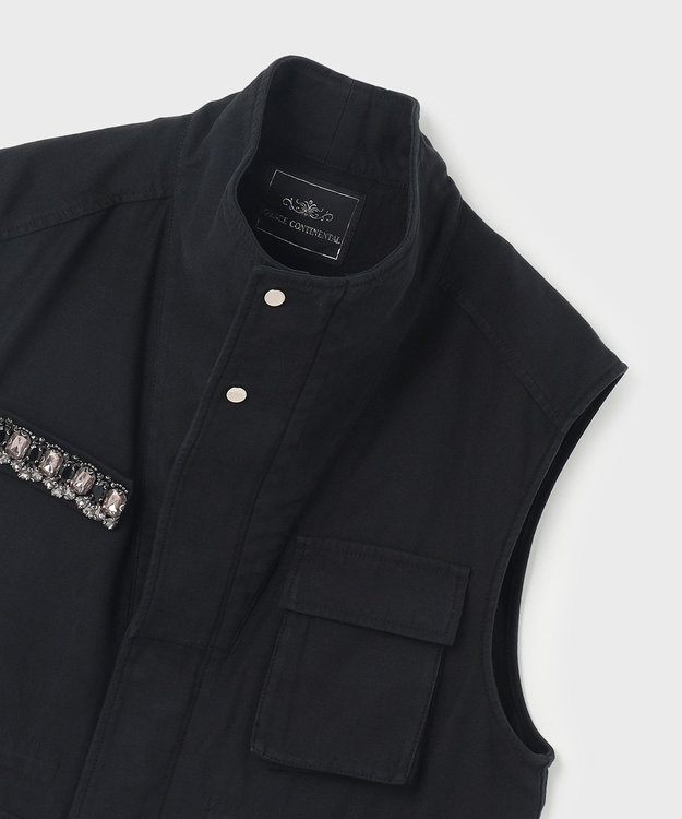 GRACE CONTINENTAL ビジューアーミーベスト ブラック