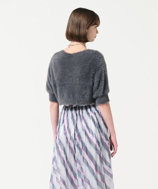 GRACE CONTINENTAL フェザースリーブニットカーディガン グレー