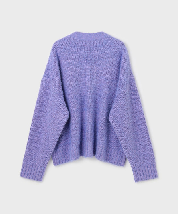 GRACE CONTINENTAL フェザールーズニットカーディガン ラベンダー