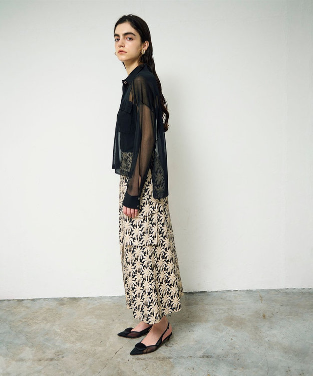 GRACE CONTINENTAL パームモチーフカーゴスカート ブラック