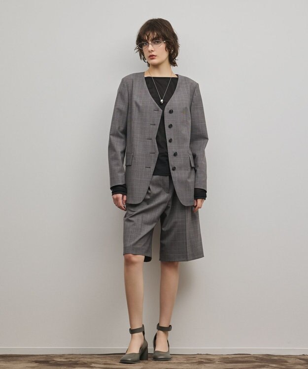 GRACE CONTINENTAL デザインフロントジャケット グレンチェック