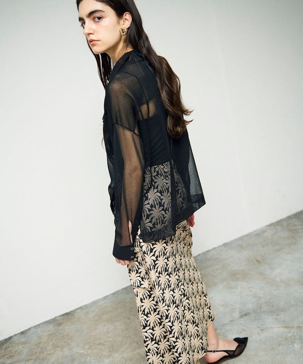 GRACE CONTINENTAL パームモチーフカーゴスカート ブラック