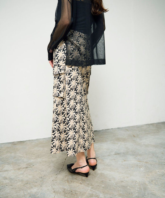 GRACE CONTINENTAL パームモチーフカーゴスカート ブラック