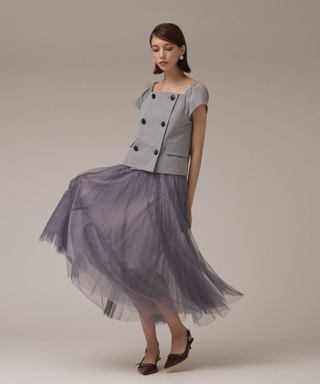 GRACE CONTINENTAL コンパクトジャケットトップ ストライプ