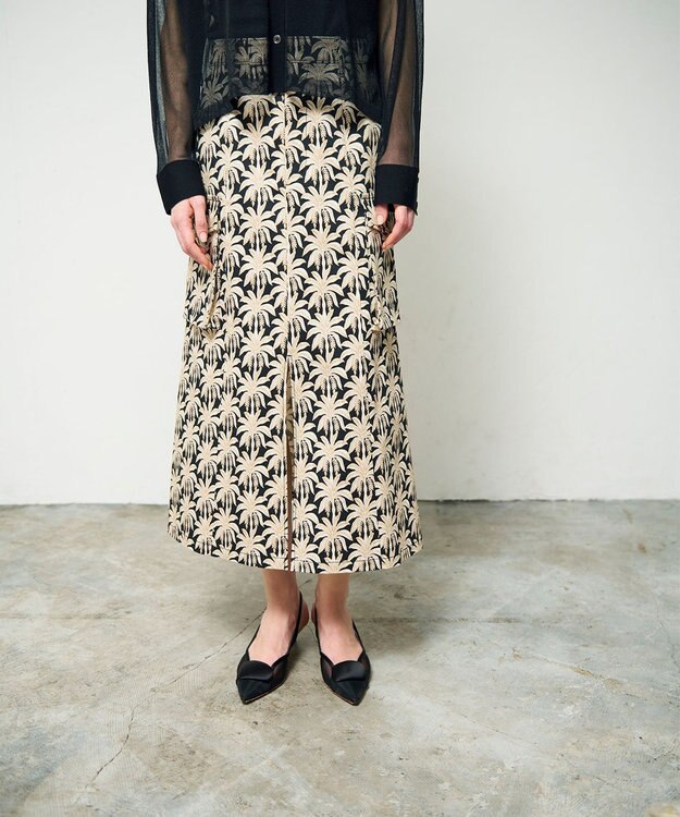 GRACE CONTINENTAL パームモチーフカーゴスカート ブラック