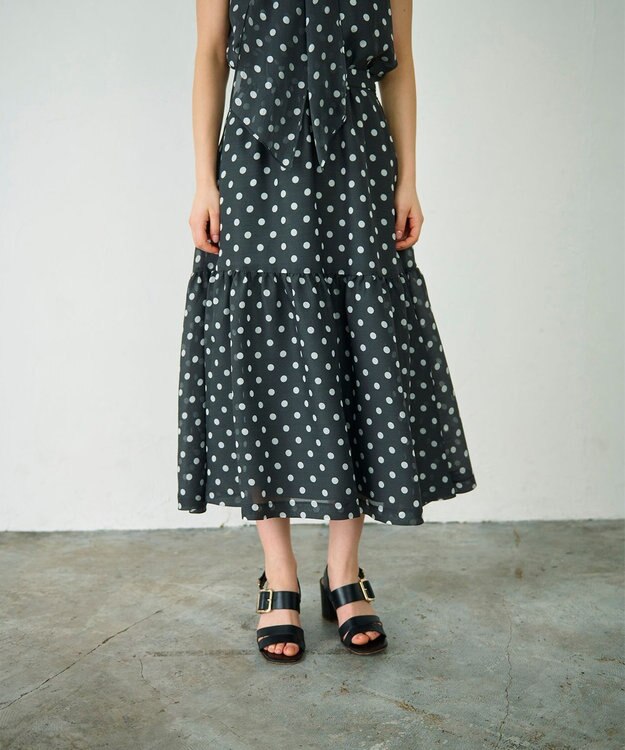 GRACE CONTINENTAL シアードットプリントスカート ブラック