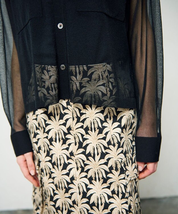 GRACE CONTINENTAL パームモチーフカーゴスカート ブラック