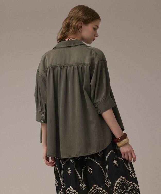 GRACE CONTINENTAL ツイルハーフスリーブシャツ カーキ