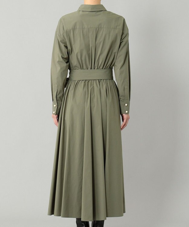 GRACE CONTINENTAL リボン付フレアシャツワンピース カーキ