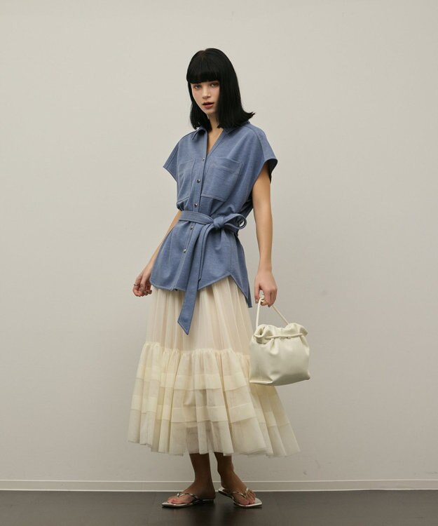 GRACE CONTINENTAL チュールティアードスカート キナリ