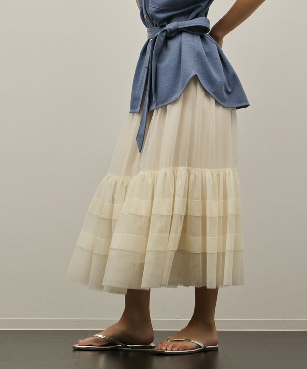 GRACE CONTINENTAL チュールティアードスカート キナリ