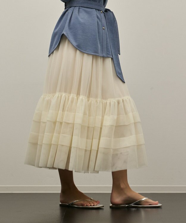 GRACE CONTINENTAL チュールティアードスカート キナリ