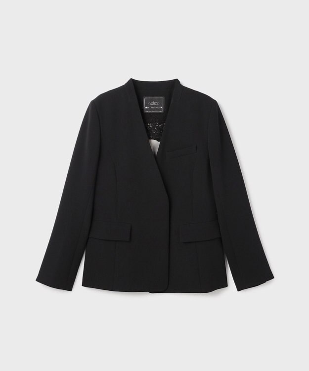 GRACE CONTINENTAL トリアセノーカラージャケット ブラック