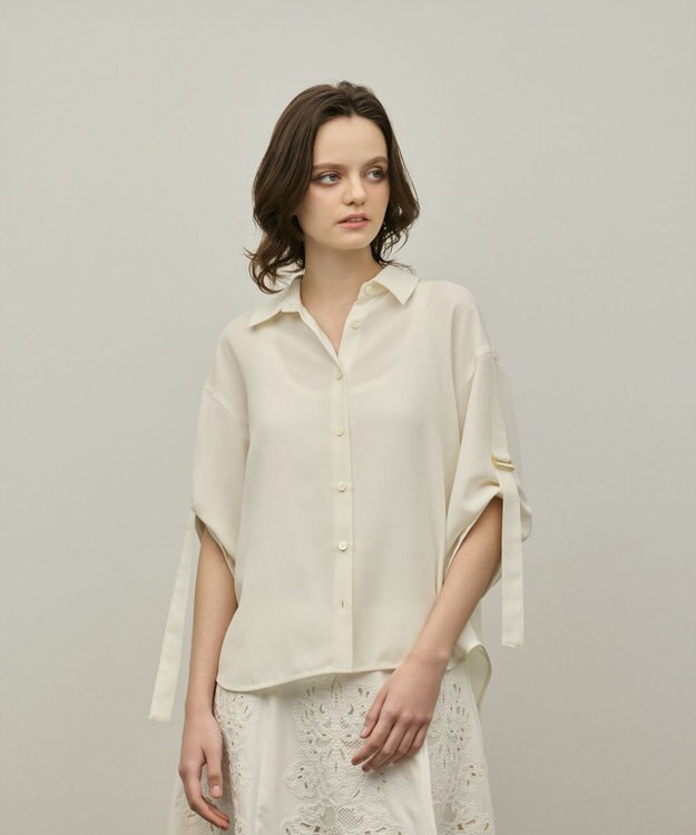 GRACE CONTINENTAL ロールアップスリーブトップス キナリ