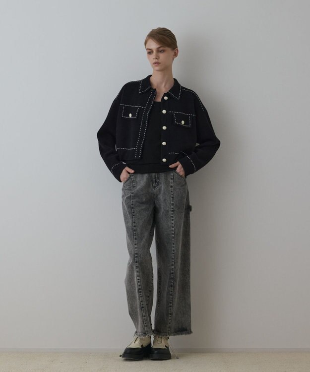 GRACE CONTINENTAL カーブデニムパンツ グレー