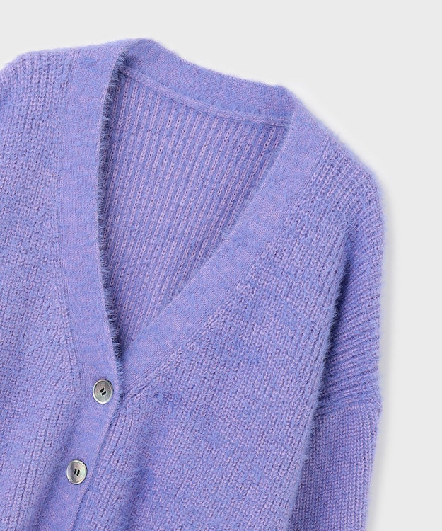 GRACE CONTINENTAL フェザールーズニットカーディガン ラベンダー