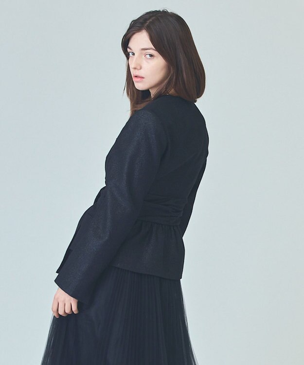 GRACE CONTINENTAL ラメWOOLボウジャケット ブラック