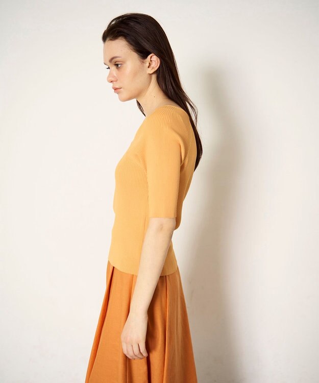 GRACE CONTINENTAL ハーフスリーブニットトップ オレンジ