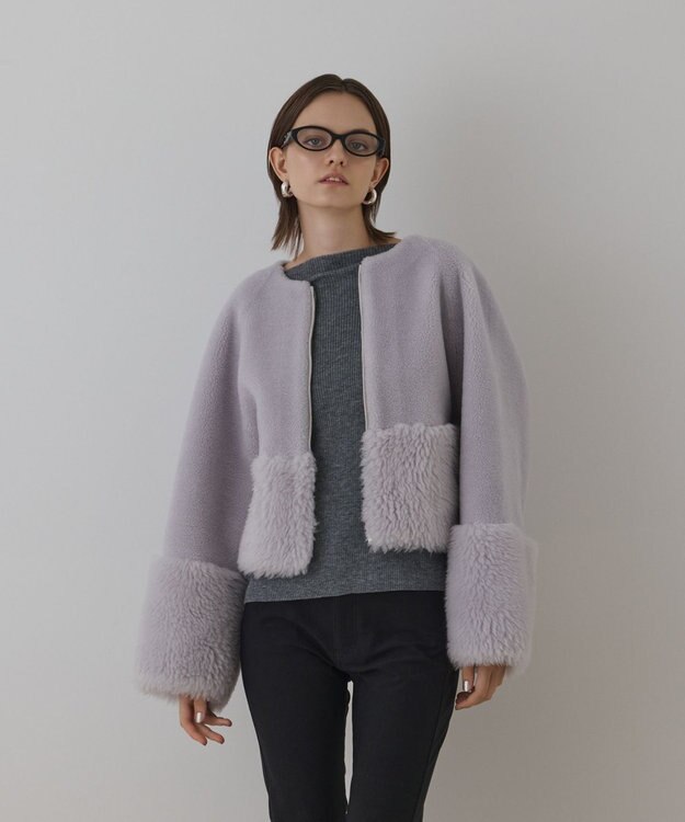 GRACE CONTINENTAL ウールボアジャケット サックス