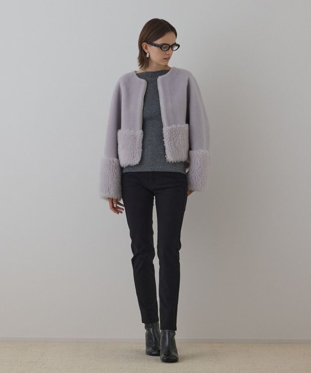 GRACE CONTINENTAL ウールボアジャケット サックス