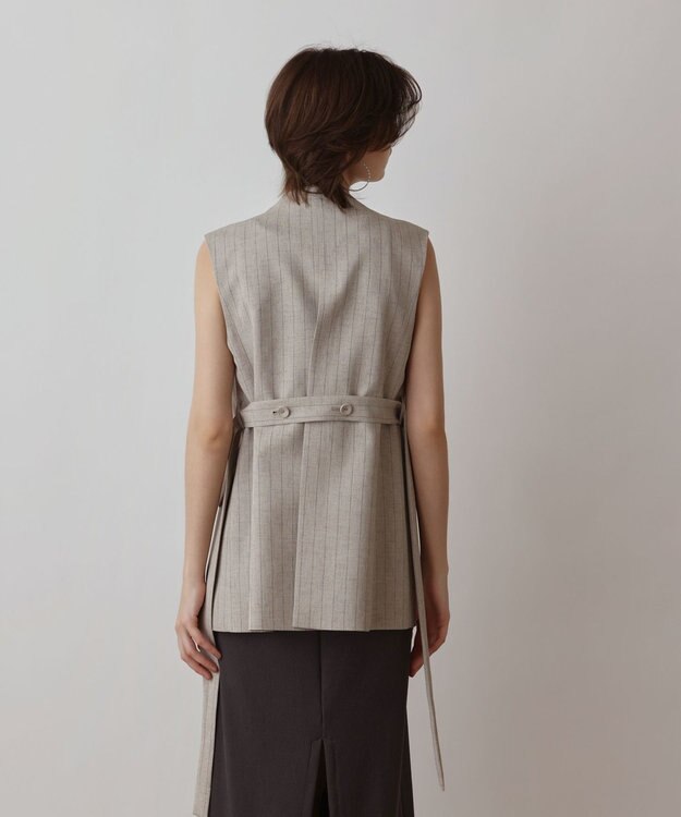 GRACE CONTINENTAL ストライプノーカラージレ ベージュ