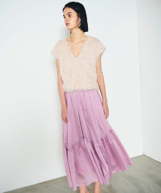 GRACE CONTINENTAL ティアードボリュームスカート ピンク