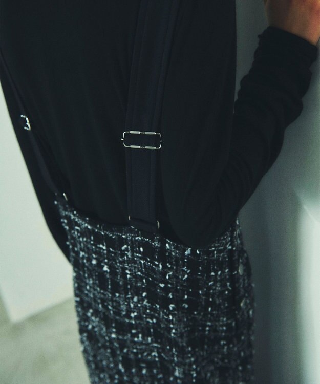 GRACE CONTINENTAL ミディツイードジャンパースカート ブラック