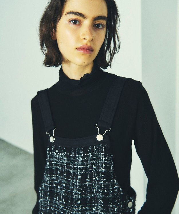 GRACE CONTINENTAL ミディツイードジャンパースカート ブラック