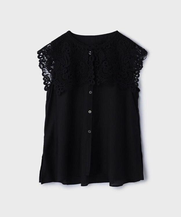 GRACE CONTINENTAL パターンレースカラーブラウス ブラック