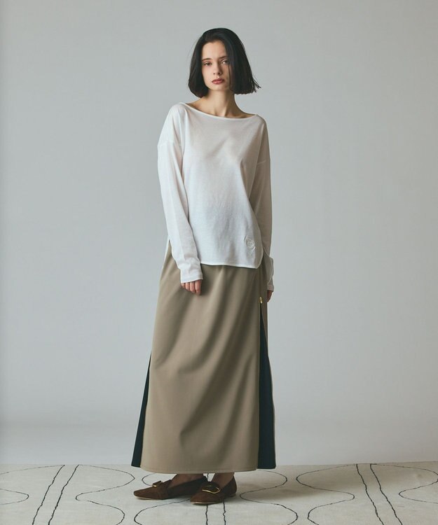 GRACE CONTINENTAL サイドジップスカート カーキ