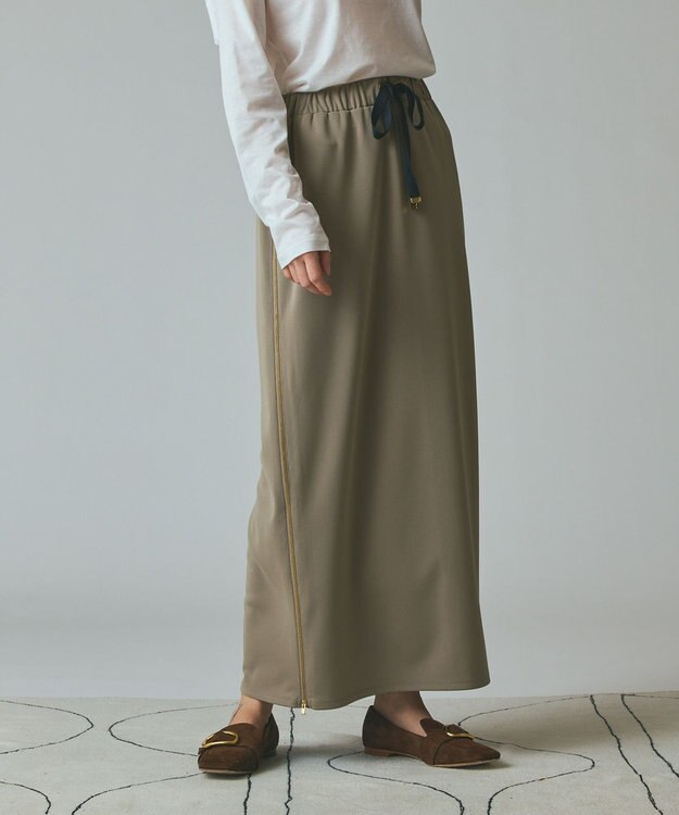 GRACE CONTINENTAL サイドジップスカート カーキ