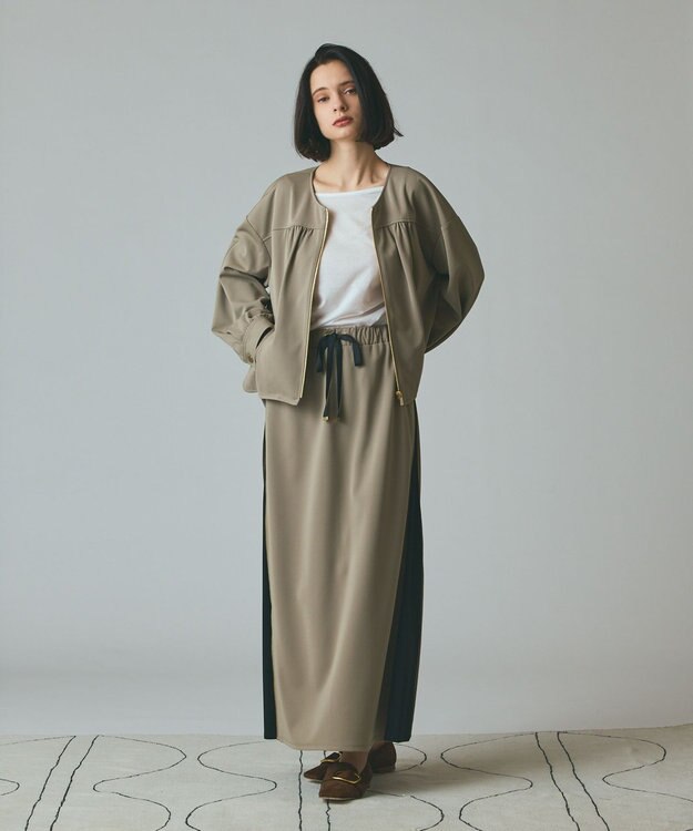 GRACE CONTINENTAL サイドジップスカート カーキ