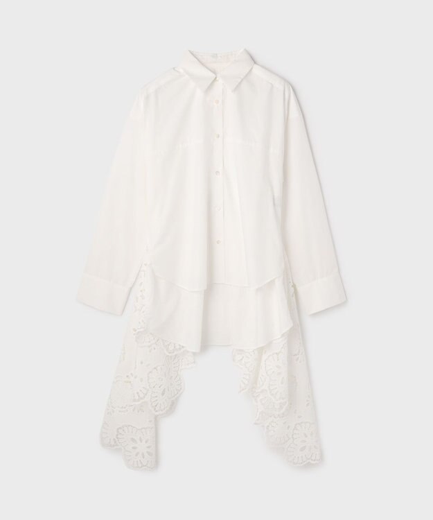 GRACE CONTINENTAL カット刺繍イレギュラーシャツ ホワイト