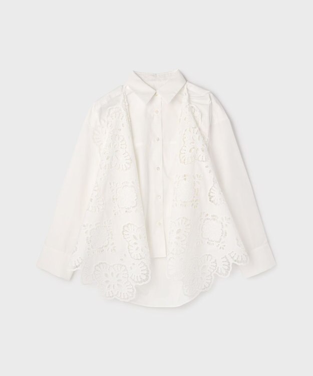 GRACE CONTINENTAL カット刺繍イレギュラーシャツ ホワイト